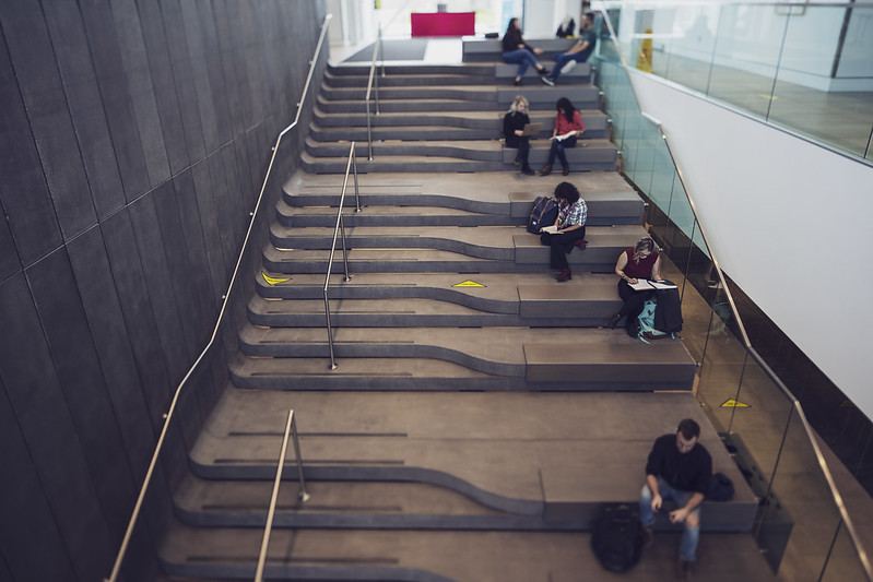 Interior main staircase Stairs at the Signal Hill Campus.